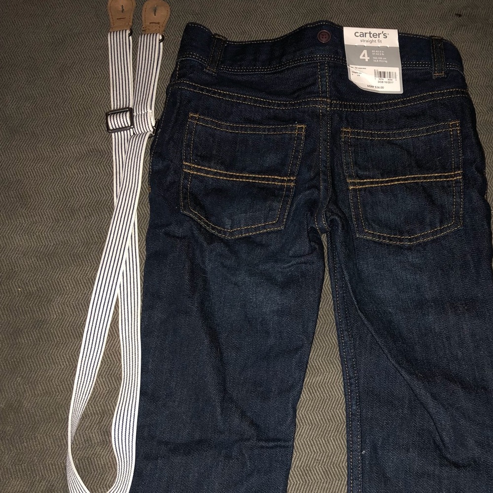 NWT Boys Carter’s jeans with suspenders